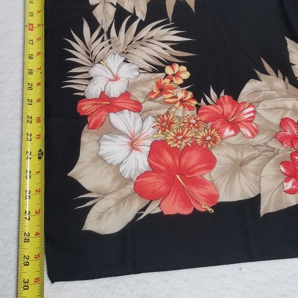 Vintage Olga Greco Tropical Floral Print Black Scarf - Picture 8 of 9